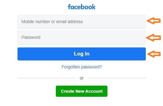 Facebook Touch Login page