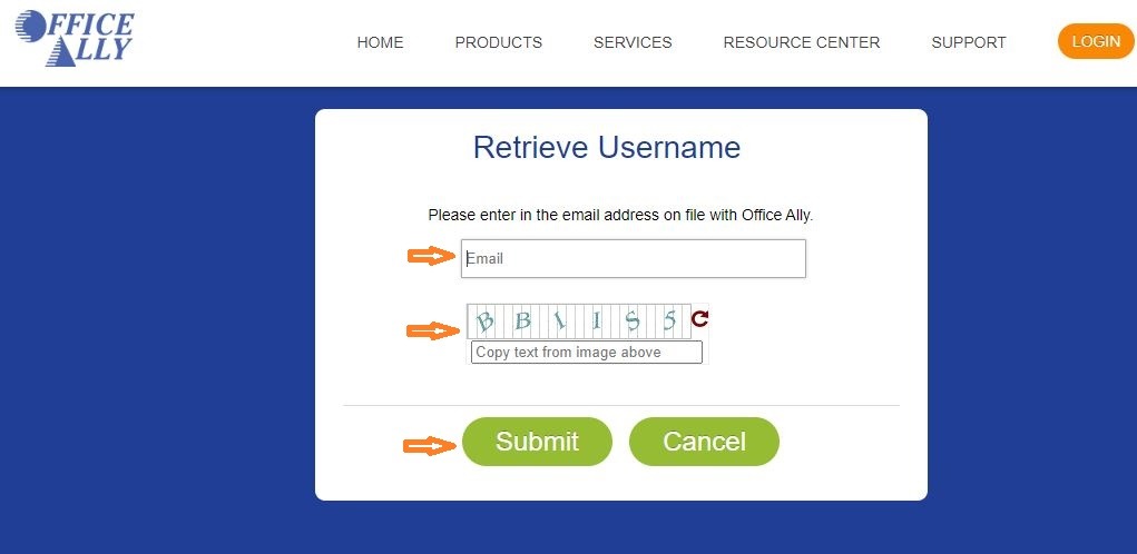 Office Ally Ehr Login reset Username 2