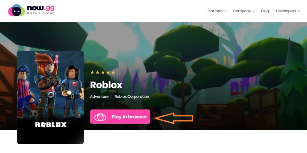 now.gg Roblox login page